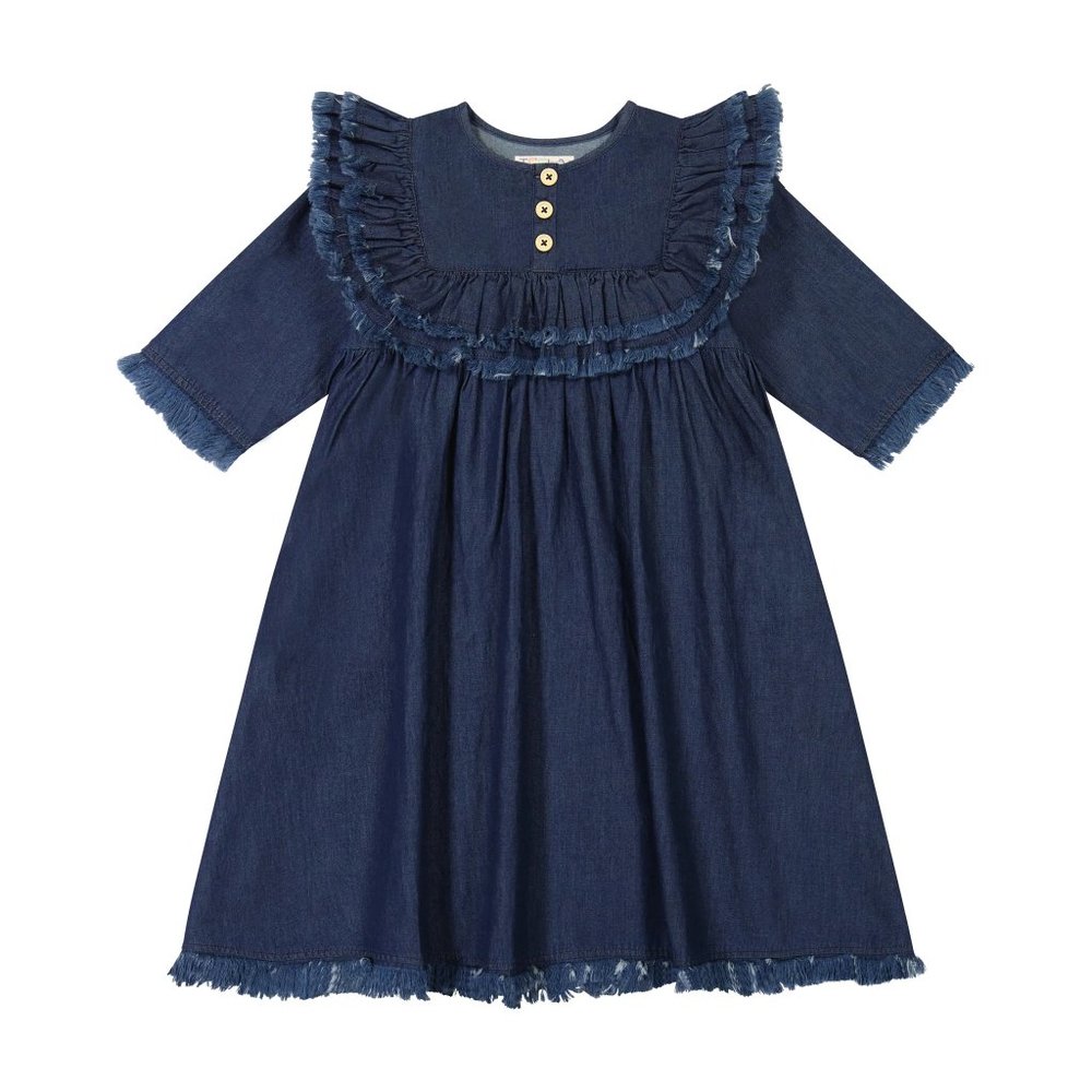 Denim Baby Doll Fringe Dress